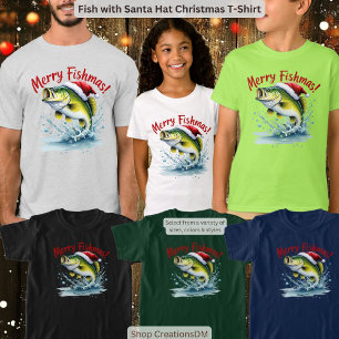 T-shirt Poisson avec chapeau de Noël Christmas