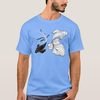 T-shirt Poisson Betta Noir Et Blanc Sorcier Le Plus Puissa