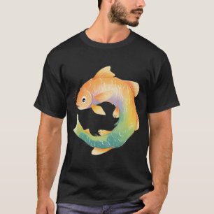 T-SHIRT POISSON CHAT DE PÊCHE GAGNANT SUCCÈS AQUARELLE