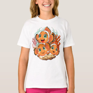 T-shirt Poisson clown Dessin animé mignon Famille Sous l'e