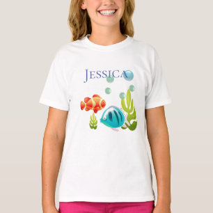 T-shirt Poisson coloré avec bulles et algues