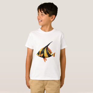 T-shirt Poisson d'angle tropical noir et or