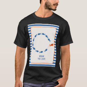 T-shirt Poisson d'art motivationnel, décor rayé