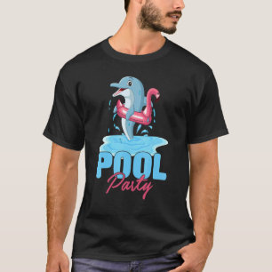 T-shirt Poisson Dauphin Portant Flotteur Flamant Rose Été