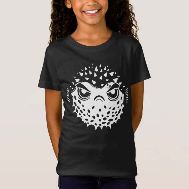 T-Shirt Poisson de Puffer en colère drôle Introverti (Devant)