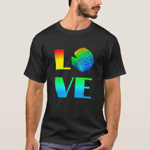 T-shirt Poisson Discus Amour Arc-en-ciel Poisson d'aquariu