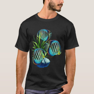 T-shirt Poisson Discus Bleu Aquarium d'eau Douce Réservoir