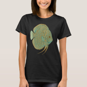 T-shirt Poisson Discus Mosaïque Turquoise Style Japonais -