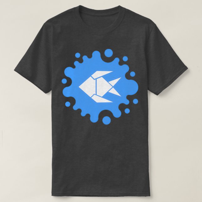T-shirt Poisson d'Origami mignon sur un fond bleu (Design devant)