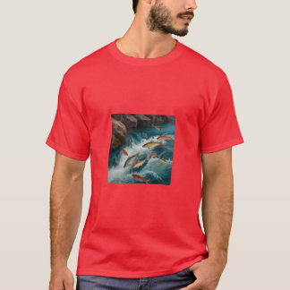 T-shirt Poisson eau de rivière Peinture de fleurs