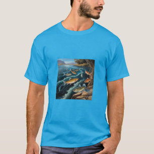 T-shirt Poisson eau de rivière Peinture de fleurs