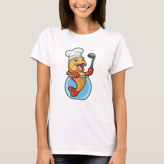 T-shirt Poisson en verre comme cuire avec cuillère à soupe (Devant)