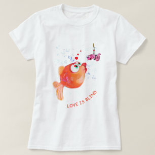 T-shirt Poisson et ver amusant - Texte personnalis