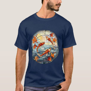 T-shirt Poisson japonais Koi et feuilles d'automne