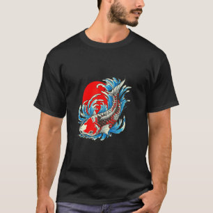 T-shirt Poisson japonais Koi Lune rouge