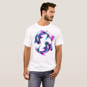 T-shirt Poisson Koi Néon Yin Yang Art Graphique