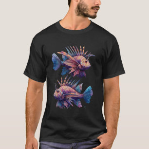 T-shirt Poisson lion amateur d'oeuvre d'art motif mer océa