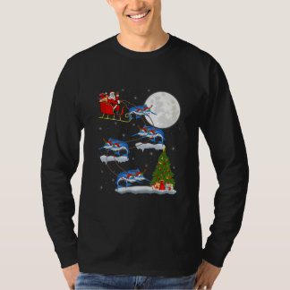 T-shirt Poisson Marlin blanc Père Noël équitation Xmas Lig