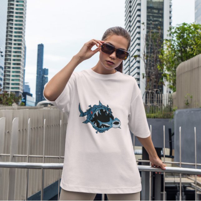 T-shirt Poisson monstre mangeant du requin (Créateur téléchargé)