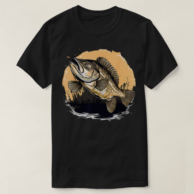 T-shirt Poisson noir style rétro (Design devant)