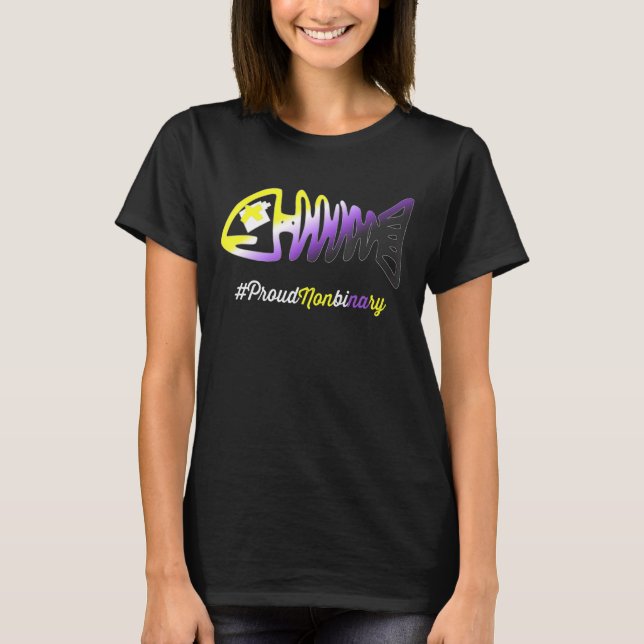 T-shirt Poisson Non Binary Pride Squelette Lgbtq Non Binar (Devant)