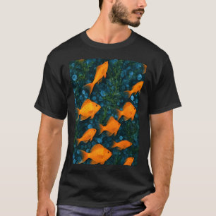 T-shirt Poisson orange parmi les algues et les bulles