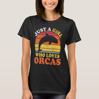 T-shirt Poisson Orca Vintage Juste Une Fille Qui Aime Les