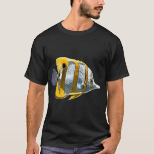 T-shirt Poisson-papillon à bande de cuivre Blanc dessin al