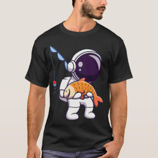 T-shirt Poisson pêcheur astronaute mignon portant un dessi