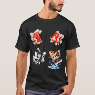 T-shirt Poisson rouge fantaisie noir et blanc