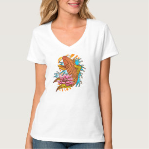 T-Shirt Poisson Rouge Koi Coloré