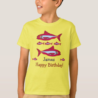 T-shirt Poisson Rouge Pour Enfants Joyeux Annivers