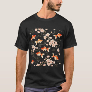 T-shirt Poisson rouge Sakura Fleur aquarelle