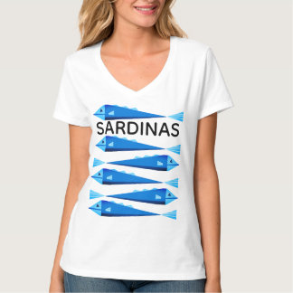 T-shirt Poisson sardine bleu "bleu et blanc"