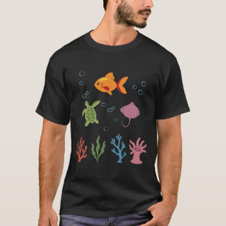 T-shirt Poisson Sous l'eau Enfants Tortue Marine Raie