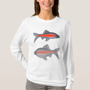 T-shirt Poisson tropical barbu rouge et gris exotique aqua
