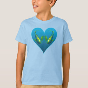 T-shirt Poissons-anges jumeaux dans un cœur bleu - Illustr