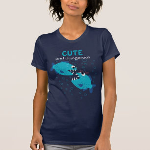 T-shirt Poissons bleus de piranha des textes faits sur