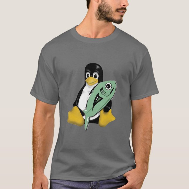 T-SHIRT POISSONS DE PINGOUIN DE LINUX TUX (Devant)