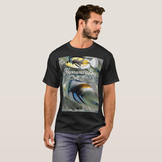 T-shirt Poissons d'état d'Hawaï de baie de Hanauma (Devant entier)