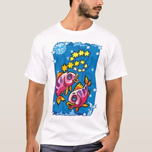 T-shirt Poissons roses dans les étoiles (Devant)