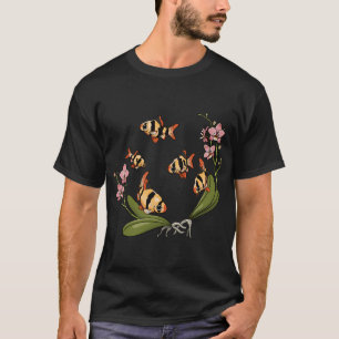 T-shirt Poissons tropicaux, barbeaux tigrés et orchidées