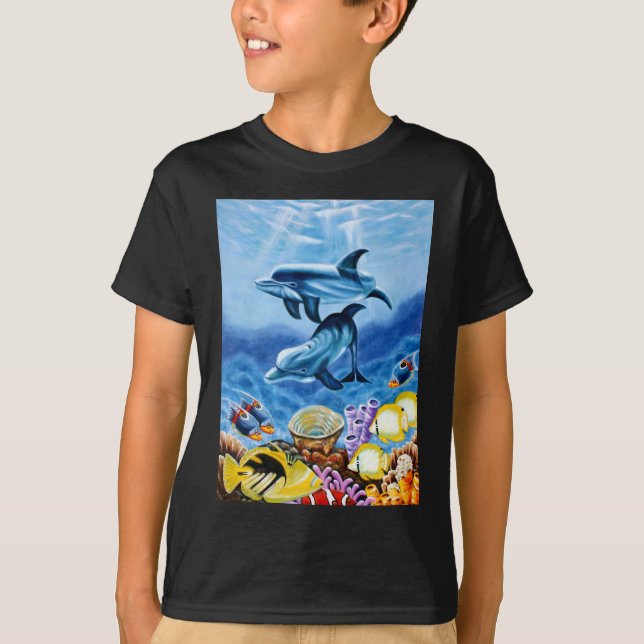T-shirt Poissons tropicaux de dauphins (Devant)
