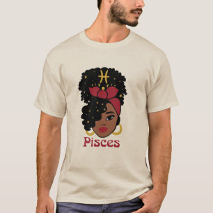 T-shirt Poissons Zodiac pour femme noire