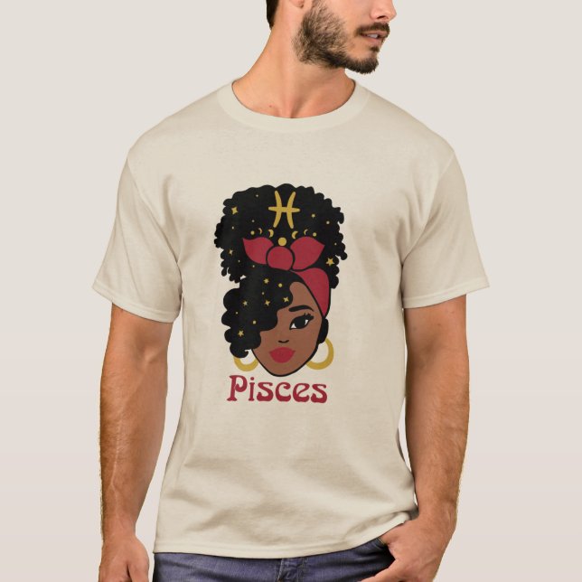 T-shirt Poissons Zodiac pour femme noire (Devant)