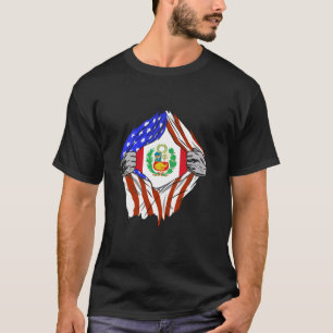 T-shirt Poitrine du Pérou USA Drapeau péruvien Fierté péru