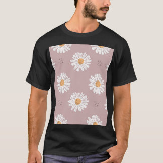 T-shirt Poitrine rose : Motif à répétition florale.
