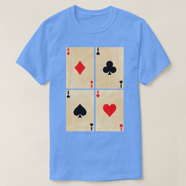 T-shirt Poker Cards Aces Diamonds Spades Cross Hearts  (Design devant)