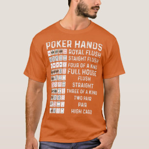 T-shirt Poker Hands Cheat Sheet Card Casino Games Funny Pl