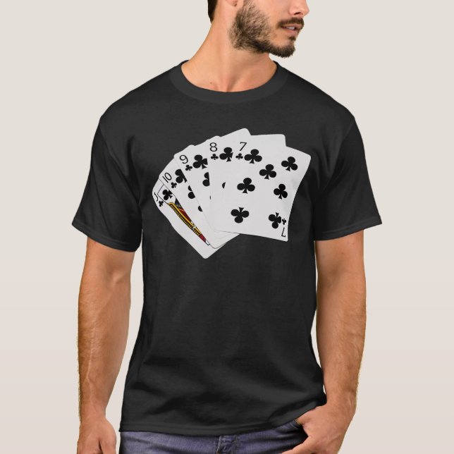 T-shirt Poker Hands - Flush droit - Costume Clubs (Devant)